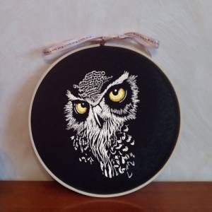 Maschinen Stickdatei - Eule Gesicht Lichteffekt 12-14x18cm Bild 7