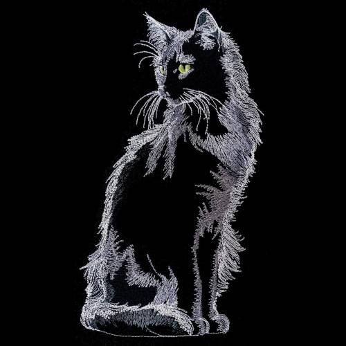 Maschinen Stickdatei - Katze KI sitzend Konturen Lichteffekt 15-16*26cm, 20*17cm (JEF)