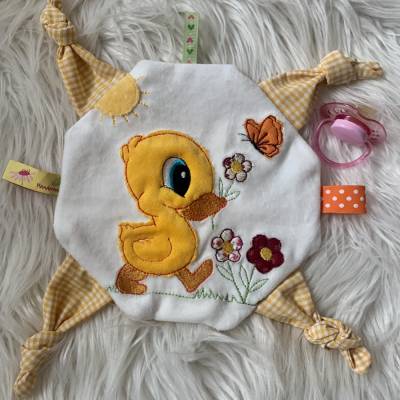 Stickdatei Doodle Ente Entchen 2 Applikation Set 811 für Schmusetuch, Schnullertuch & Knistertuch – inkl. Anleitung