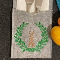 Stickdatei - Hase im Blumenkranz Ostern Frühling 2 Größen Bild 5