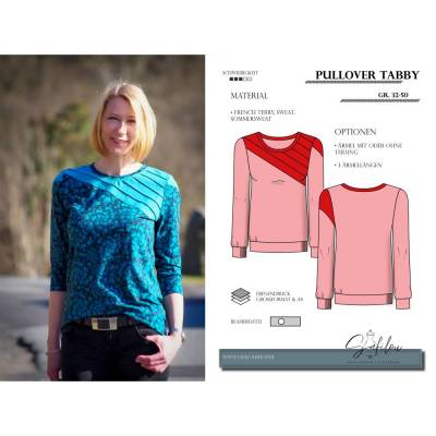 Pullover Tabby – PDF-Schnittmuster Gr. 32-50 | Stylischer Damenpullover mit einzigartiger  inkl. Ebenen und Beamerdatei