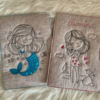 Stickdatei Doodle Maritim Meerjungfrau und Cute Girl Einzelmotive Set 916 Bild 1