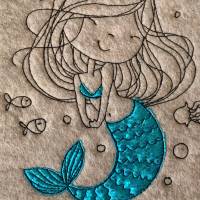 Stickdatei Doodle Maritim Meerjungfrau und Cute Girl Einzelmotive Set 916 Bild 2