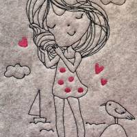 Stickdatei Doodle Maritim Meerjungfrau und Cute Girl Einzelmotive Set 916 Bild 3