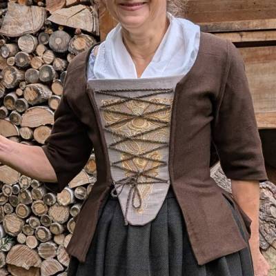 Oberteil im Stil des 18. Jahrhunderts Outlander Jacke Wolle oder Leinen