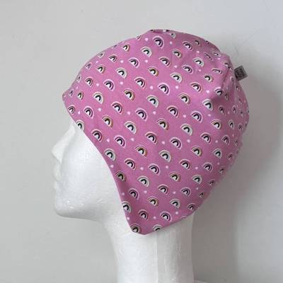 Helmmütze Kleine Regenbogen mit Ohrenschutz – Wendemütze rosa für Kinder KU 38-53+ zimtblüte