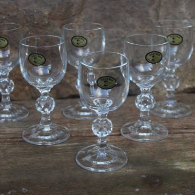 6er Set Likörgläser Stielgläser Bohemia Crystalex Kristall 90er Jahre Made in Czech Republik