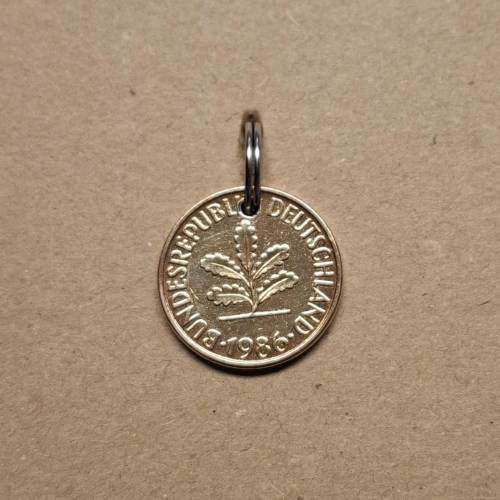 1986 10 Pfennig Schlüsselanhänger - Dein persönlicher Glücksbringer, Jubiläum, Geburstag, Münze, Glück, Anhänger, Schmuc