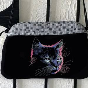 Maschinen Stickdatei - Katze KI Konturen Lichteffekt 12-14*18cm Bild 4