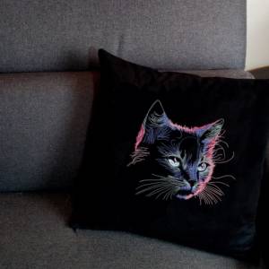 Maschinen Stickdatei - Katze KI Konturen Lichteffekt 12-14*18cm Bild 5