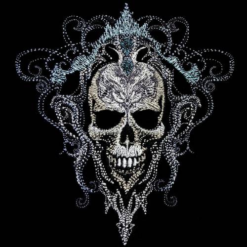 Maschinen Stickdatei - Totenkopf Konturen Lichteffekt 24-26*15-16cm, JEF 20*17cm