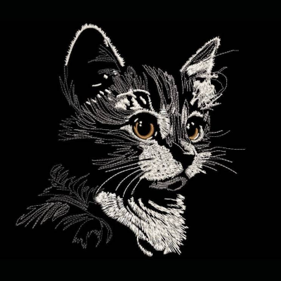 Maschinen Stickdatei - Katze Konturen grau Lichteffekt 10x10cm