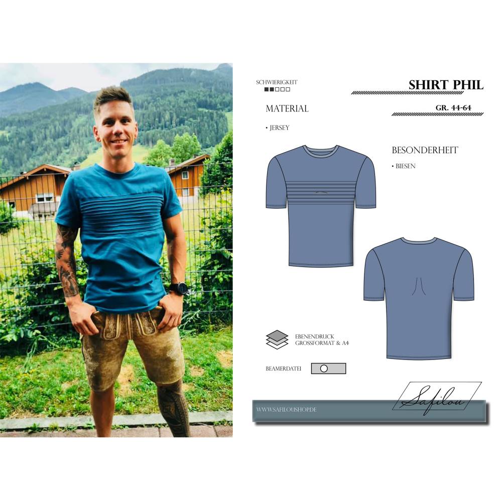 Shirt Phil – PDF-Schnittmuster Gr. 44-64 | Modernes Herrenshirt mit markanten Biesen Bild 1