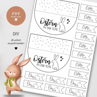 Tütenklappen PDF Datei A4 Osterhase 