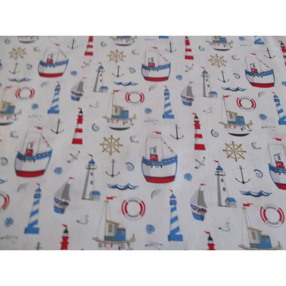 Baumwolle Leuchtturm Maritim Schiff weiß(1m/10,-€)