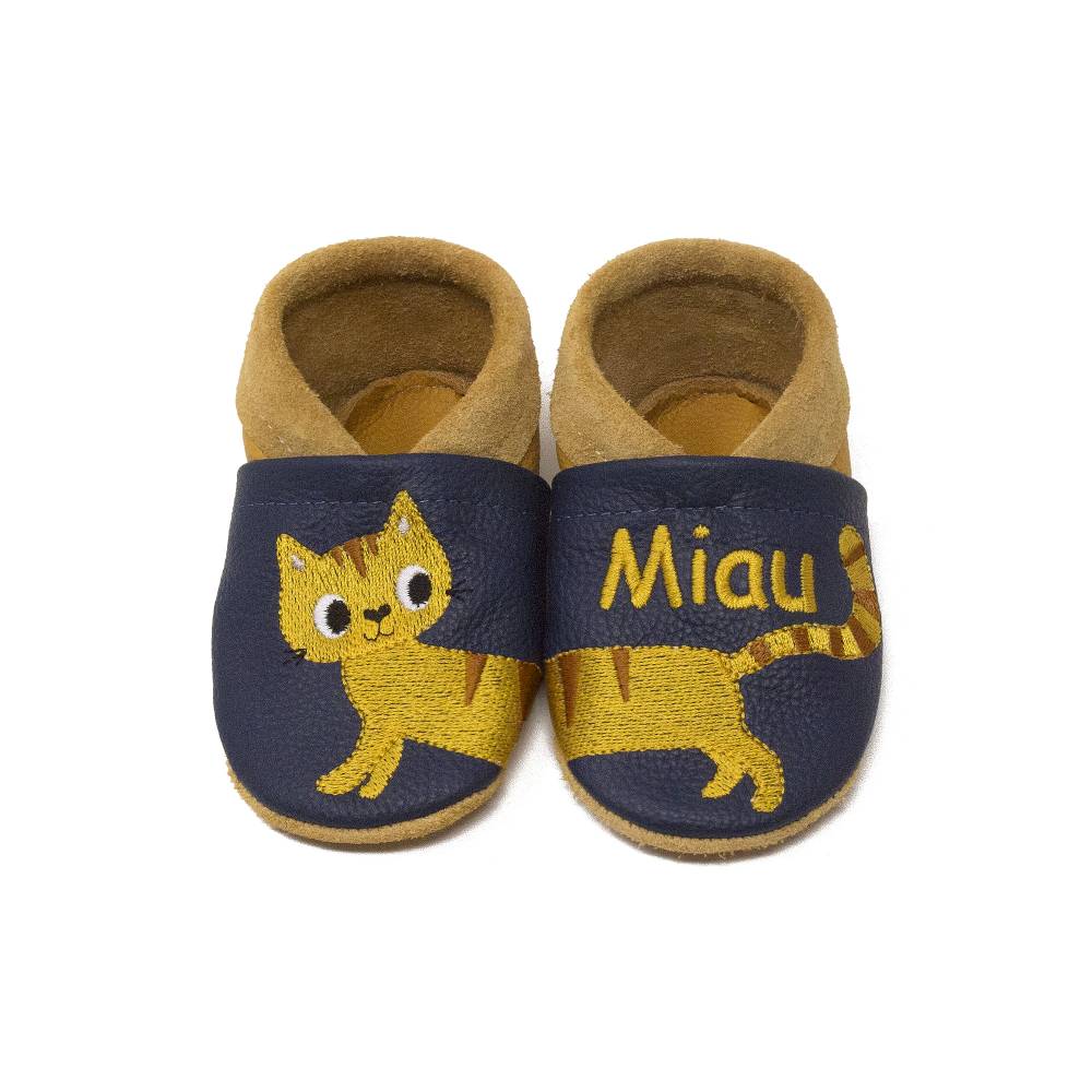 Hausschuhe Leder Krabbelschuhe Mit Namen Eule Mit Name – Zwucki