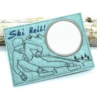 Stickdatei Mugrug Untersetzer Ski Skifahrer Bergsport Bild 1