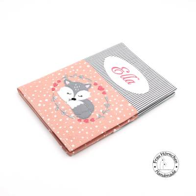 U-Hefthülle * schlafender Fuchs im Kranz * Wunschname