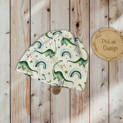 Beanie/ KU 52-56/ Mütze/ Dino/ Regenbogen 