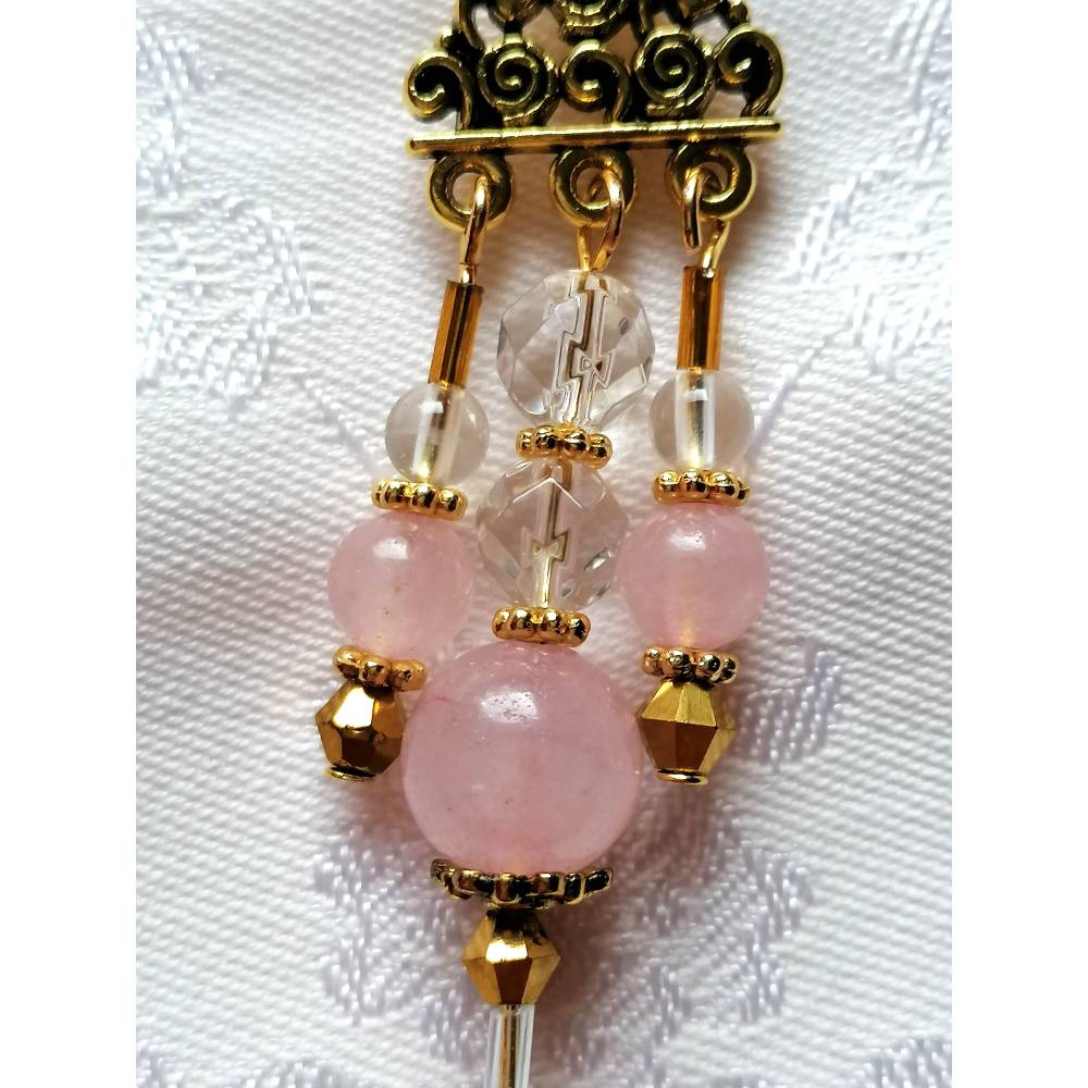 Tesselite Steinringe Naturstein - Rosa Quarz & Bergkristall 19mm Bohrung