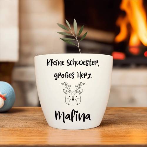 Besonderes Geschenk - Blumentopf graviert - Kleine Schwester