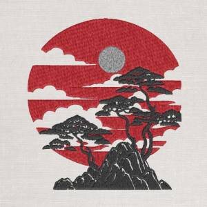Maschinen Stickdatei - Japan Landschaft 12-14*18cm Bild 1