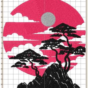Maschinen Stickdatei - Japan Landschaft 12-14*18cm Bild 2