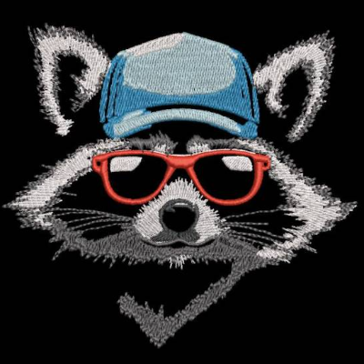 Maschinen Stickdatei - Waschbär cool Color Lichteffekt 12-14*18cm