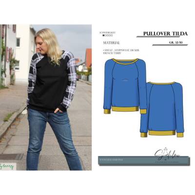 PDF-Schnittmuster für den Tilda Pullover – Größen 32 bis 50 | Vielseitigkeit und Komfort vereint | Gestalte deinen ideal