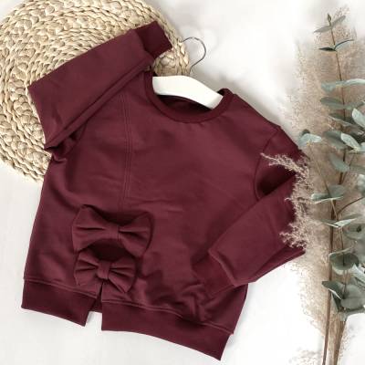 Sweater Mädchen weinrot Schleifen