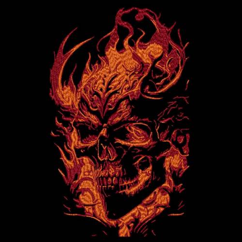 Maschinen Stickdatei - Totenkopf in Flammen Lichteffekt 12-14x18cm