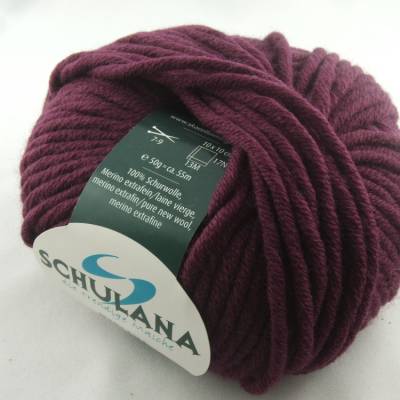 Schulana Merlana: dicke einfarbige Schurwolle Merino extrafein in Farbe Nr. 1, brombeere