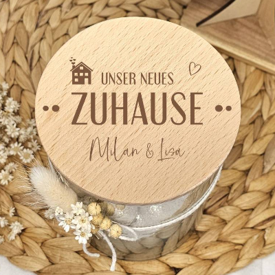 Geschenk Einzug neues Zuhause personalisiert mit Namen Naschglas Aufbewahrungsglas Süßigkeiten