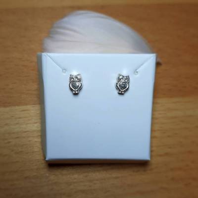 Mini Eulen Ohrstecker aus recyceltem Feinsilber (999) matt gebürstet