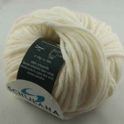 Schulana Merlana: dicke einfarbige Schurwolle Merino extrafein in Farbe Nr. 9, wollweiß