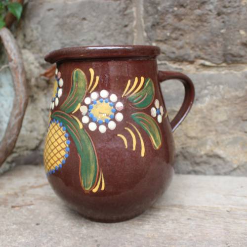 antiker XXL Milchkrug 2,5 l Wasserkrug Pünktchen florales Dekor Römhild 1910er 20er Jahre 