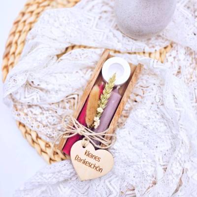 Kerzenverpackung Holz | Kleines Dankeschön Geschenk | Abschiedsgeschenk Erzieherin | Danke sagen | Mitbringsel | Kerzen 