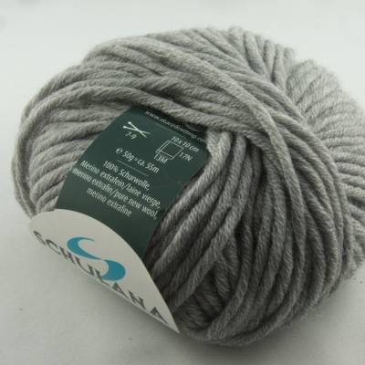 Schulana Merlana: dicke einfarbige Schurwolle Merino extrafein in Farbe Nr. 7, hellgrau