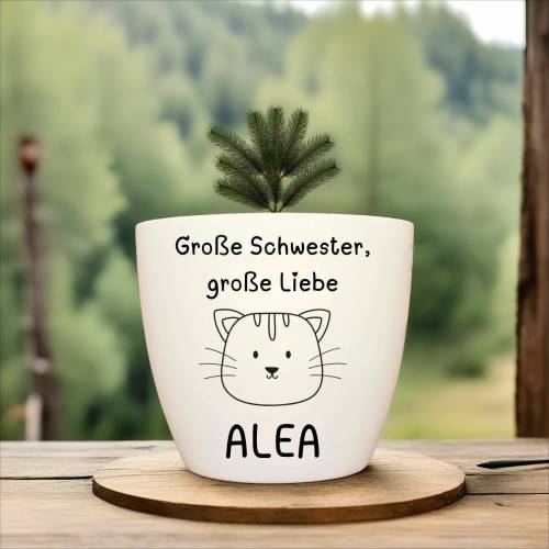 Besonderes Geschenk - Blumentopf graviert - Große Schwester