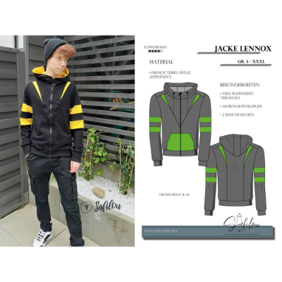 Lennox Herrenjacke Schnittmuster – PDF-Größen S-3XL | Vielseitige Stoffkombinationen | Sportlich & Modern