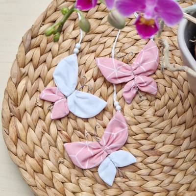 3er Set Schmetterlinge in Rosa und Weiß