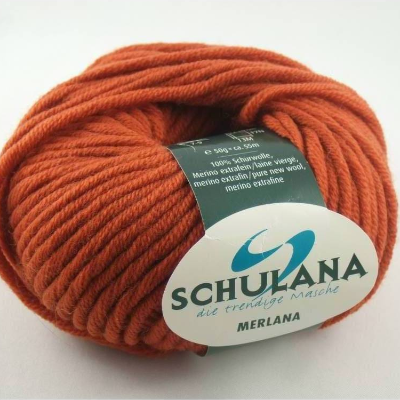 Schulana Merlana: dicke einfarbige Schurwolle Merino extrafein in Farbe Nr. 11, rostorange