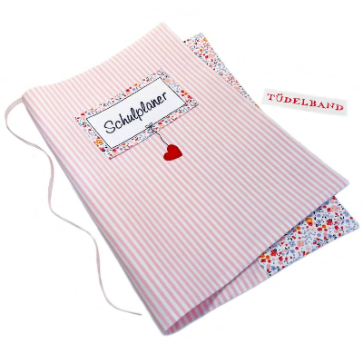 Hefthülle Hausaufgabenhefthülle Lehrerkalenderhülle ...Herzchen...rosa...geblümt...