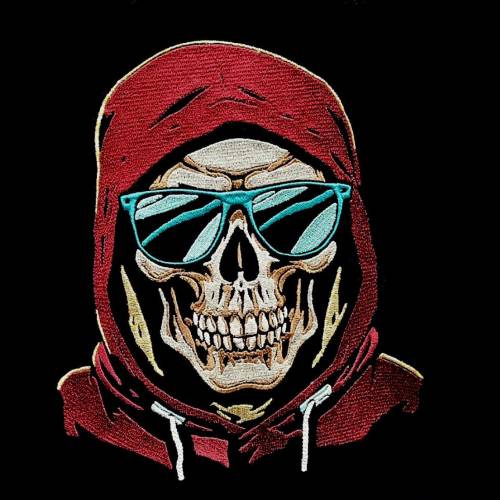 Maschinen Stickdatei - Totenkopf cool Color Lichteffekt 24-26*15-16cm, JEF 20*17cm