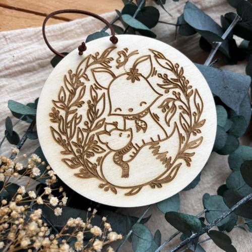 Holzscheibe Fuchsbau | Geschenkidee | Dekoscheibe Kinderzimmer |  Fuchs Gravur