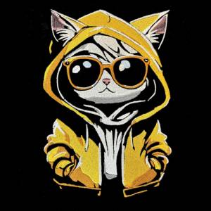 Maschinen Stickdatei - Katze cool Color Lichteffekt 12-14*18cm Bild 1