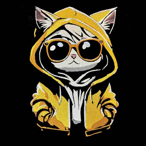 Maschinen Stickdatei - Katze cool Color Lichteffekt 12-14*18cm