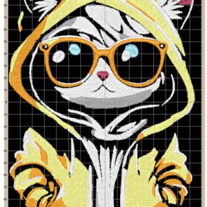 Maschinen Stickdatei - Katze cool Color Lichteffekt 12-14*18cm Bild 2