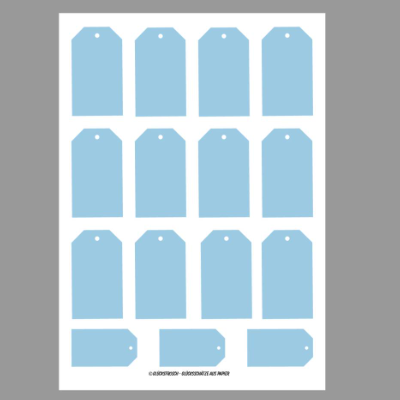 Geschenkanhänger hellblau, 15 St. in 2 Größen zum ausdrucken und ausschneiden A4