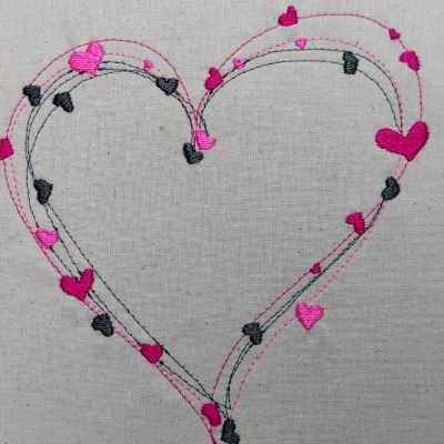 Stickdatei Herz Valentine 10x10cm – Dreifarbig, filigran & ideal für Valentinstag & Muttertag